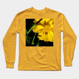 Orange Asian Lady Beetle Yellow Cosmos Long Sleeve T-Shirt